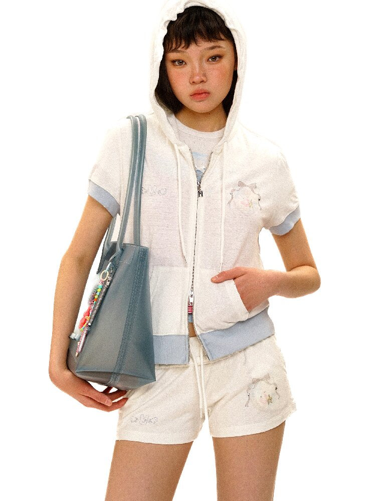 Rabbit Badge Cardigan Shorts Set【s0000017412】