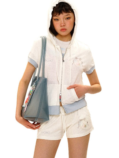 Rabbit Badge Cardigan Shorts Set【s0000017412】