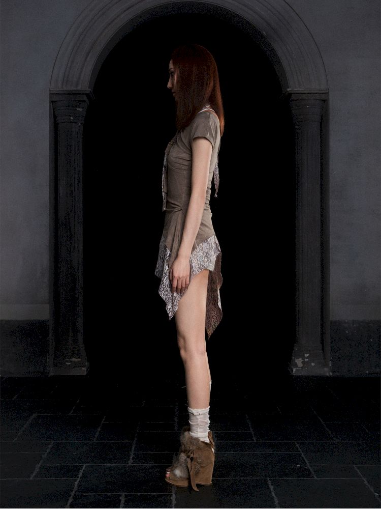 Slanted shoulder fake two-piece camisole【s0000012304】