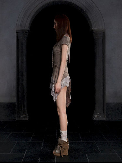 Slanted shoulder fake two-piece camisole【s0000012304】