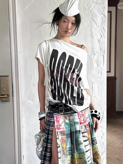 Printed and embroidered Irregular T-shirt【s0000012414】