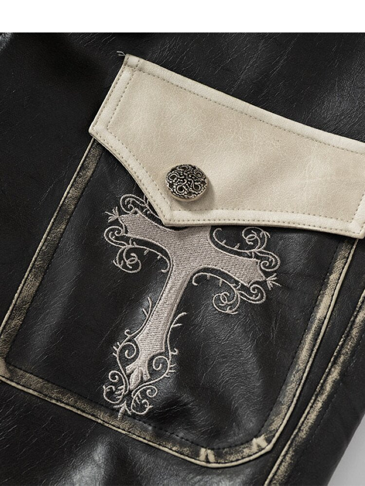 Fake Two Pieces Leather Trousers【s0000015542】