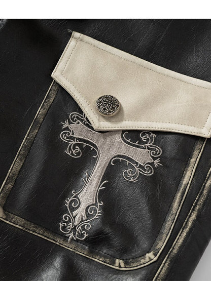 Fake Two Pieces Leather Trousers【s0000015542】