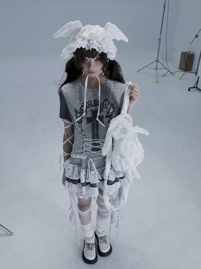 Irregular Lace Skirt Long Tee【s0000013485】