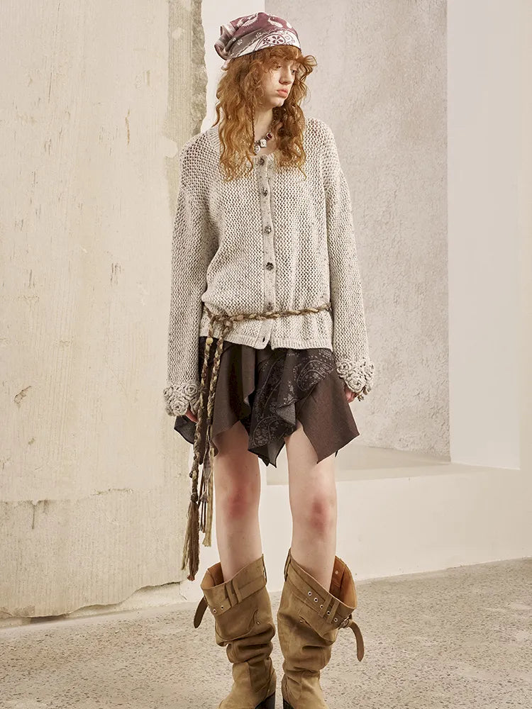 Oversized Vintage-Style Knit Cardigan【s0000014056】