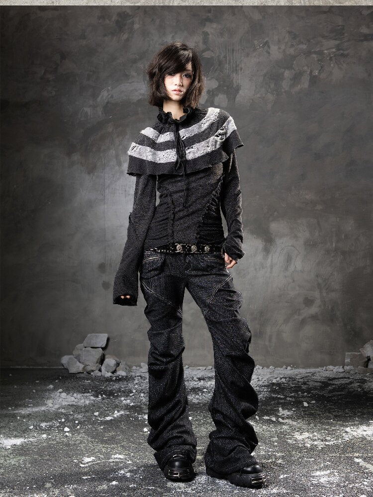 Double Waist Scimitar Denim Pants【s0000015945】