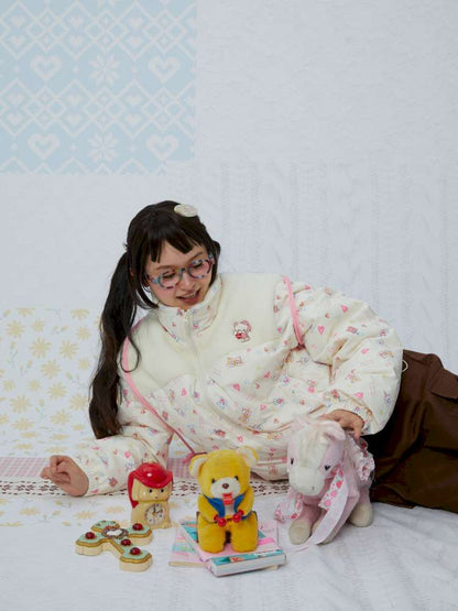 Print Patchwork Warm Down Jacket【s0000015038】