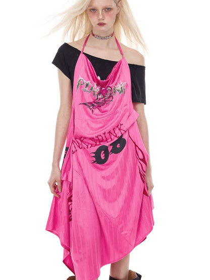 A-line Y2K sports halter dress【s0000012974】