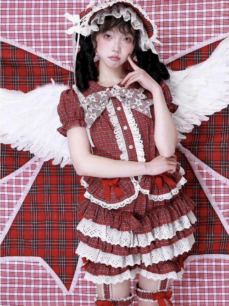 Red Plaid Cake Skirt【s0000012193】