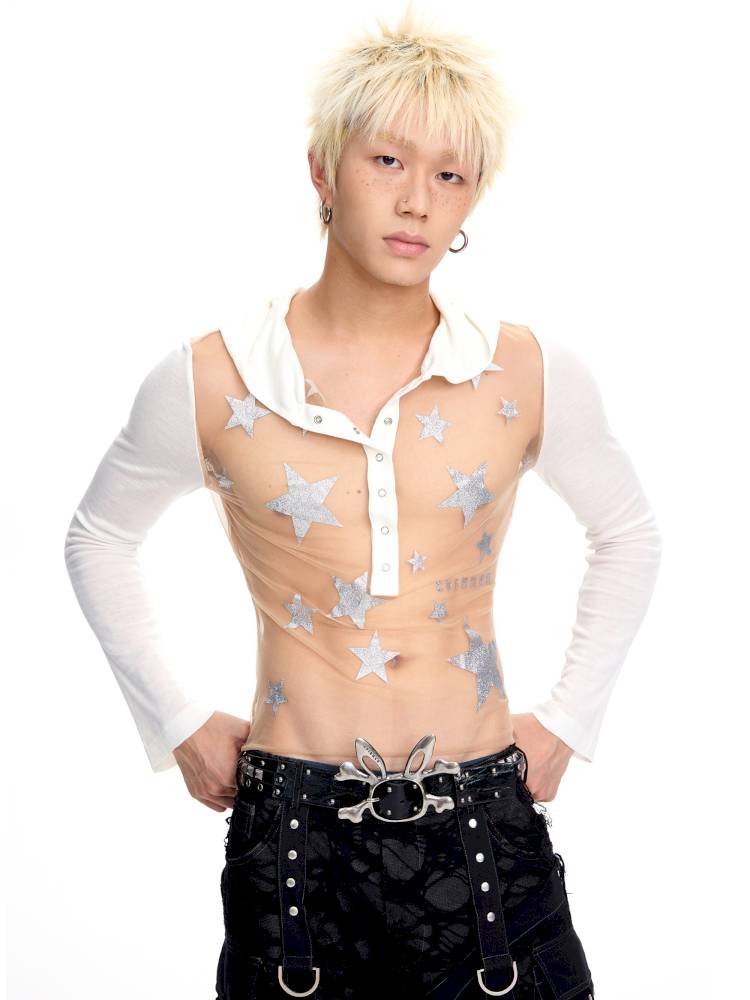 Mesh-Panel Long-Sleeve Top【s0000014416】