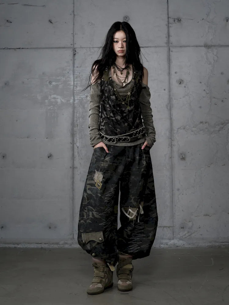 Embroidered Camo Pants【s0000014116】