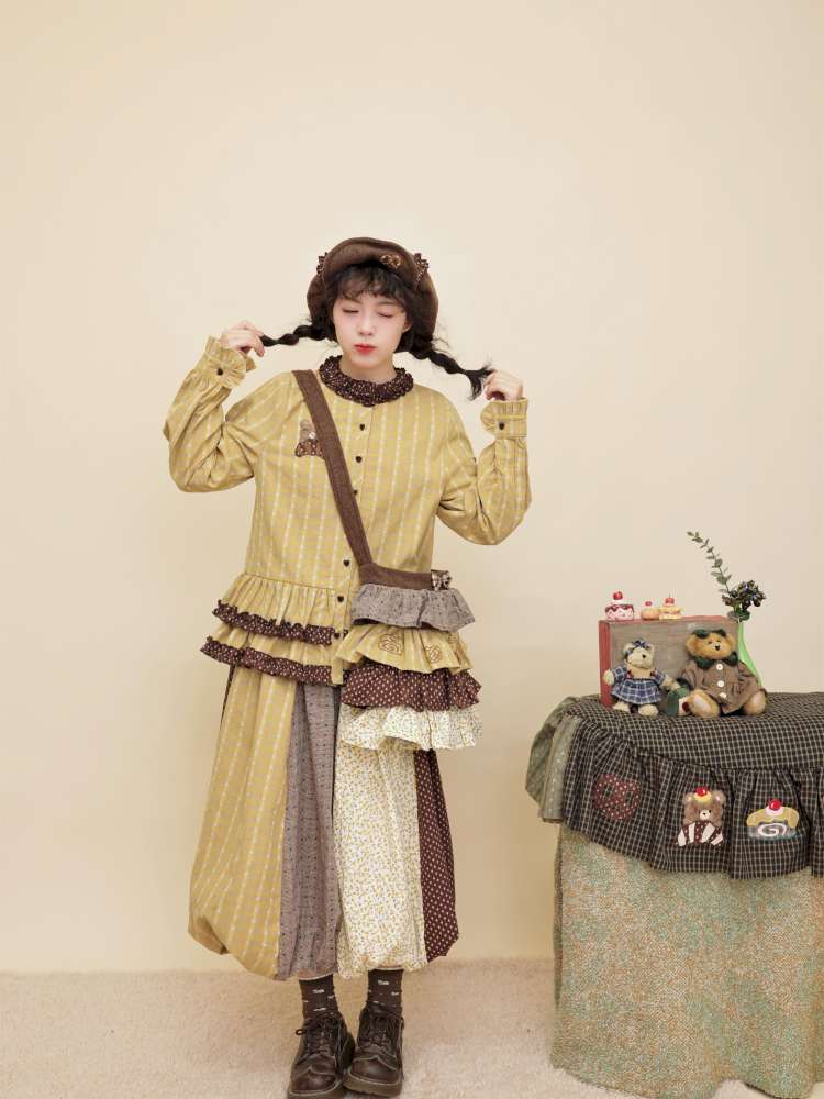 Vintage Plaid Floral Wool Cake Bag【s0000014847】