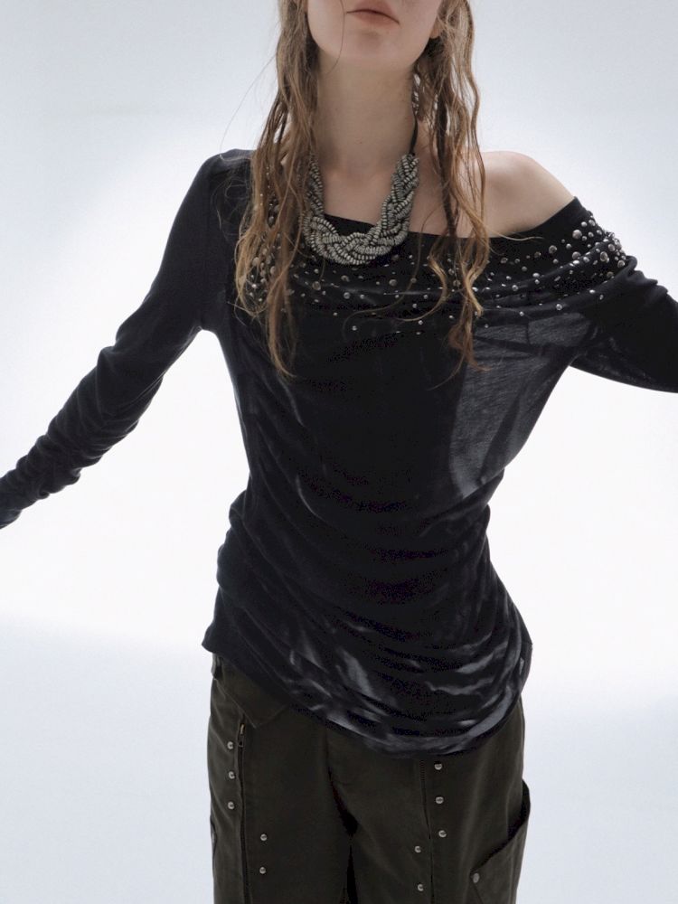 Embellished Vintage Print Base Layer Top【s0000013901】