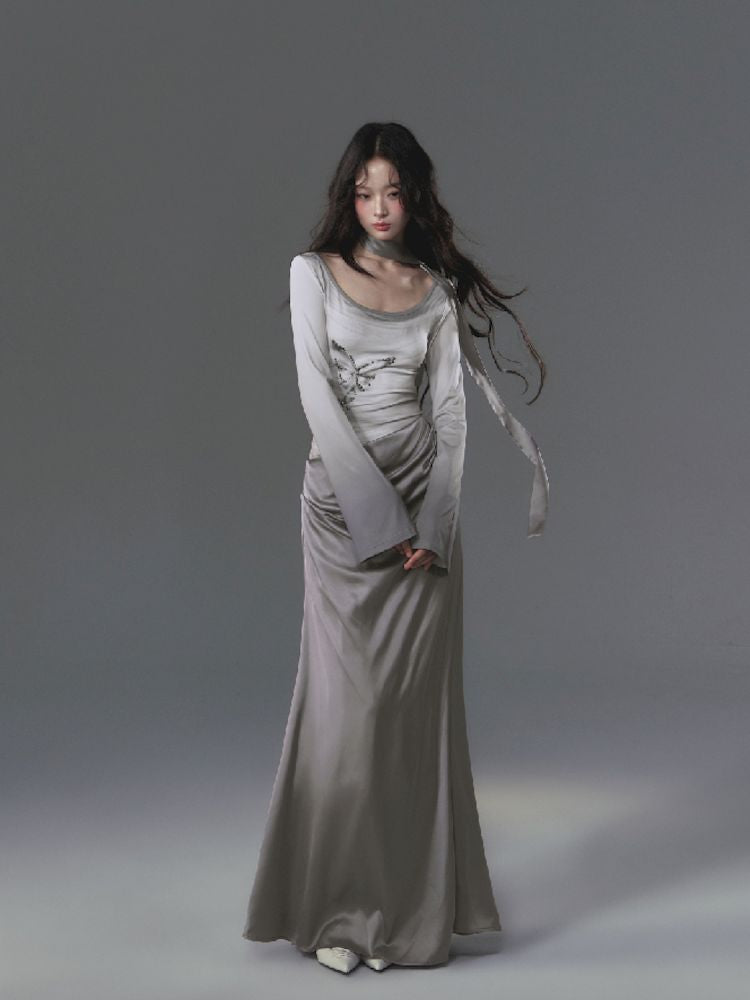 Gray Long Sleeve Dress [S0000010019]