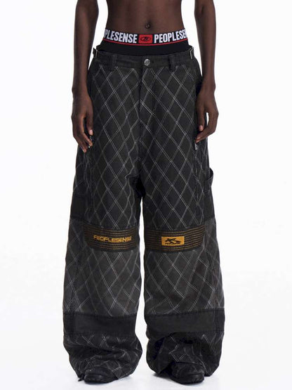 PU Distressed Diamond Cargo Pants【s0000015175】