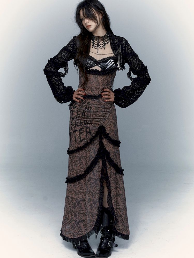 Lantern Sleeve Shoulder Lace Ultra Short Blouse【s0000009003】