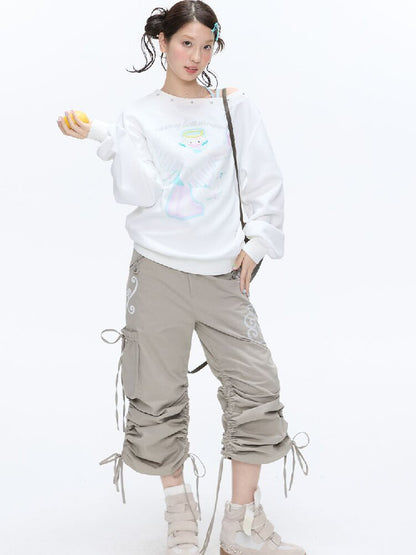 White Star Bead Shoulder Sweatshirt【s0000016384】