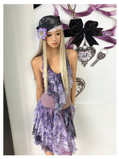Vintage Pattern Ruffle Camisole【s0000018060】