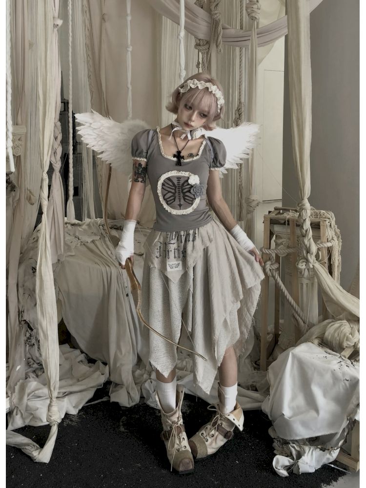 Bubble Sleeve Short Sleeve T-Shirt【s0000013525】