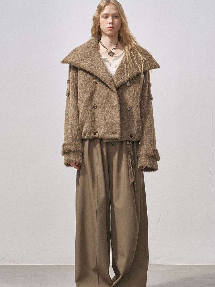 Furry Double Breasted Fur Jacket【s0000015228】