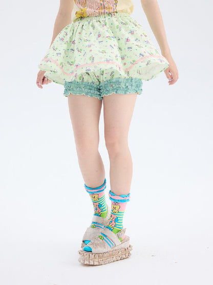 Angel Print Fluffy Skirt Pants【s0000017698】