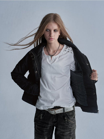 Metallic Black Quilted Jacket【s0000019089】
