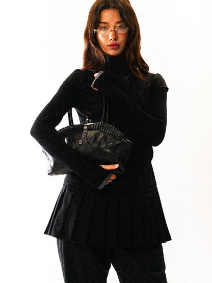 Lambskin Kiss Lock Shoulder Bag【s0000017911】