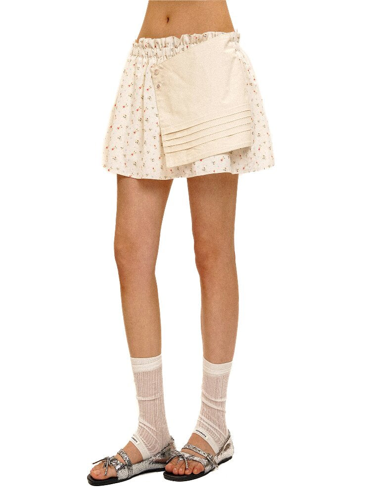 Tuck Pleated Faux Two-Piece Skirt【s0000017420】