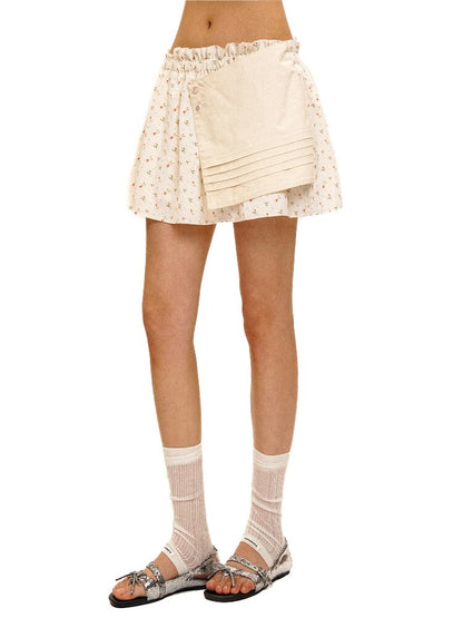 Tuck Pleated Faux Two-Piece Skirt【s0000017420】