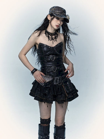 슬림 랩 짧은 가죽 가슴 판 [S0000011436]