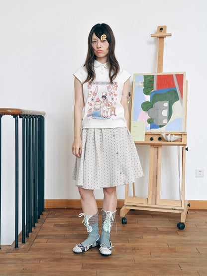 Minimalist Pleated Colorblock Skirt【s0000018718】