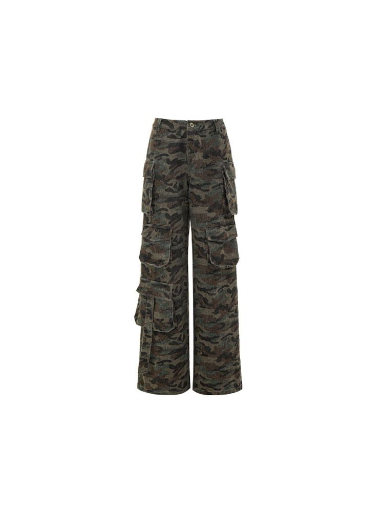 Camouflage washed work pants【s0000009874】