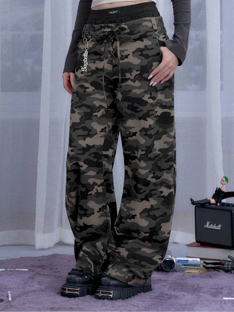 Street cool double waist camo pants【s0000014373】