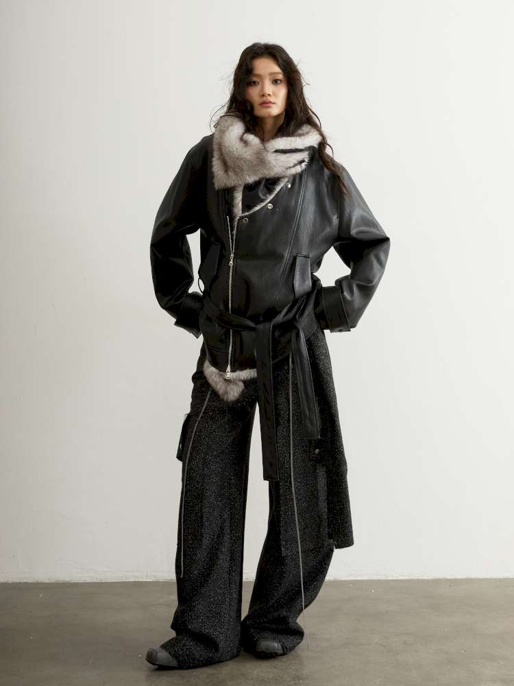 Detachable Fur Collar PU Jacket【s0000015196】