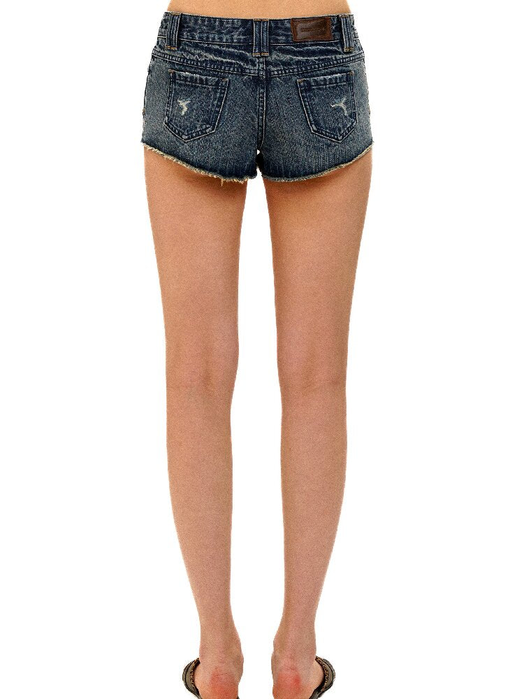 Riveted Plaid Fabric Denim Shorts【s0000017427】