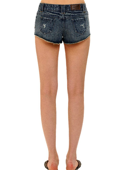 Riveted Plaid Fabric Denim Shorts【s0000017427】