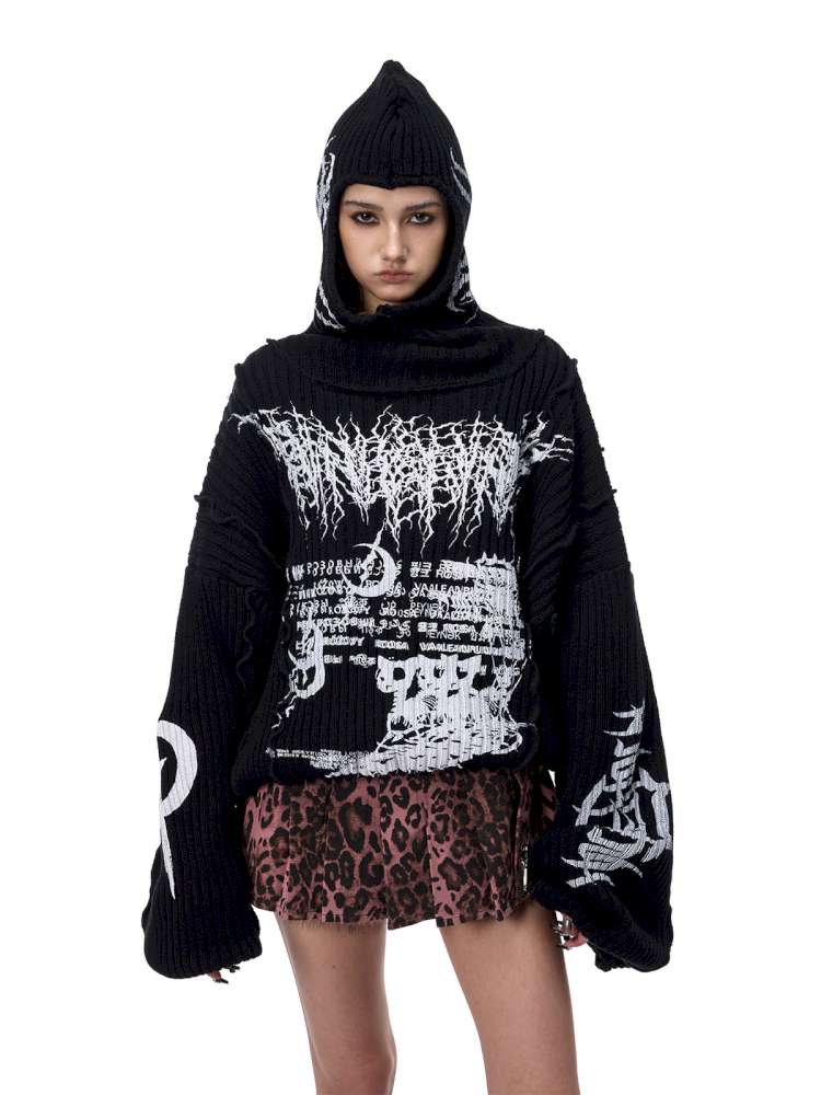 Structure Patchwork Hooded Sweater【s0000015120】