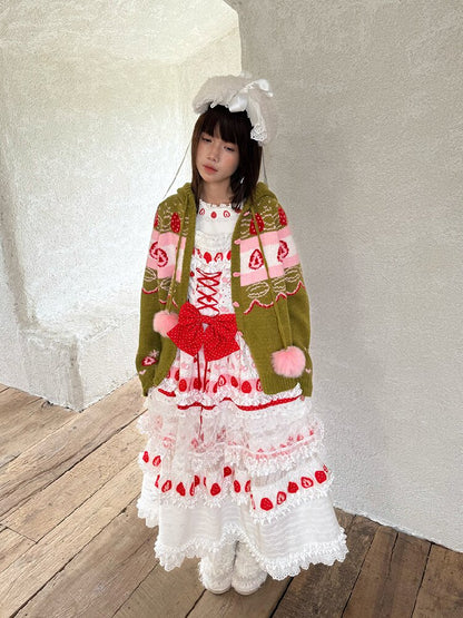Strawberry Matcha Fair Isle Cardigan【s0000018535】