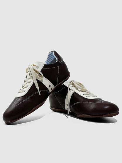 Stitched Brogue Flat Leather Shoes【s0000015725】