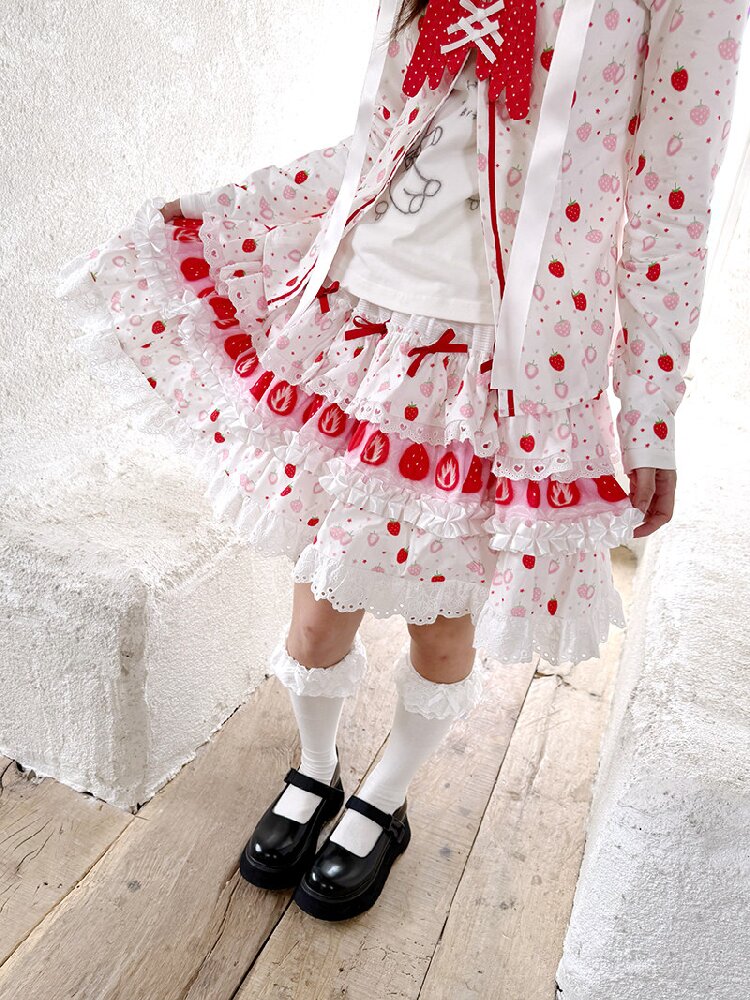 Cake Print Lace Bow Short Skirt【s0000018539】