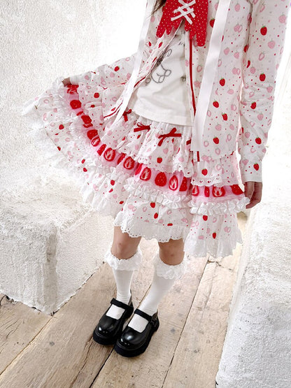 Cake Print Lace Bow Short Skirt【s0000018539】