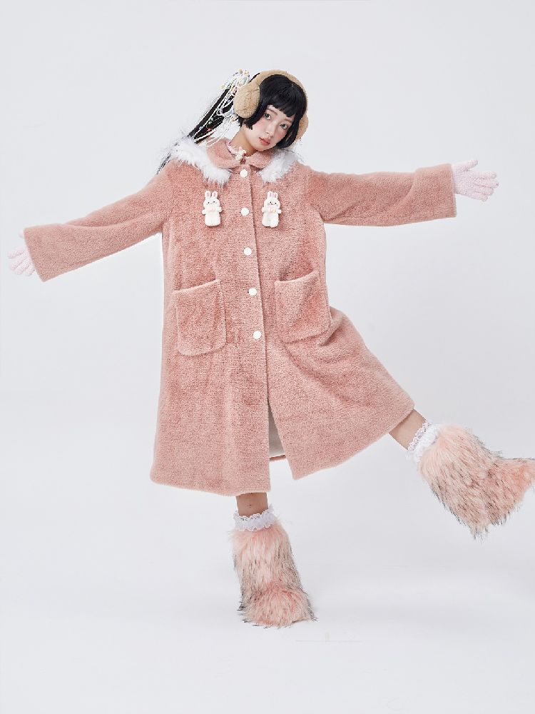Retro Cute Rabbit Tweed Coat【s0000005585】