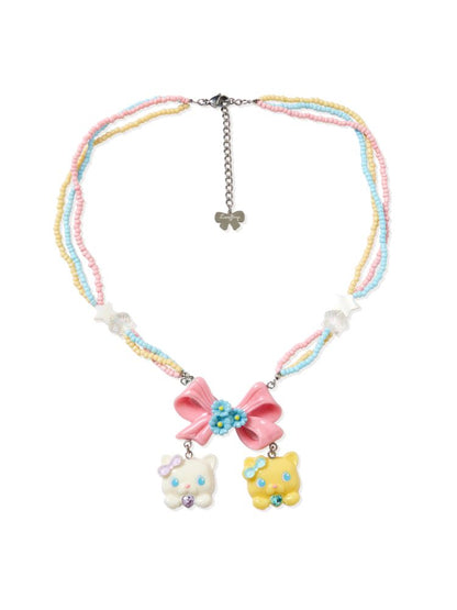 BOW CAT RESIN COLORFUL BEADS NECKLACE [S0000009062]