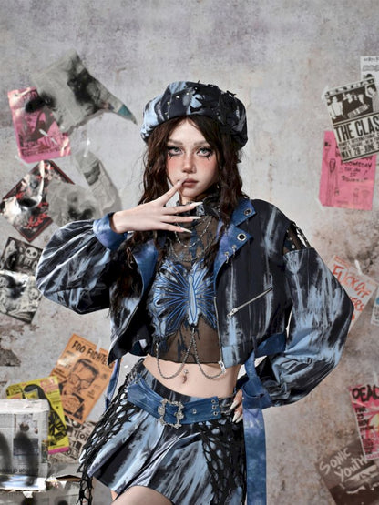 Butterfly Breast Plunge Mesh Bottom Shirt【s0000013506】