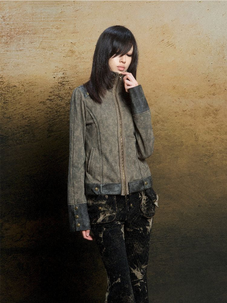 Skeleton Patchwork PU Sweatshirt 【s0000011803】