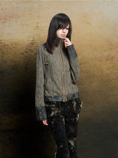 Skeleton Patchwork PU Sweatshirt 【s0000011803】