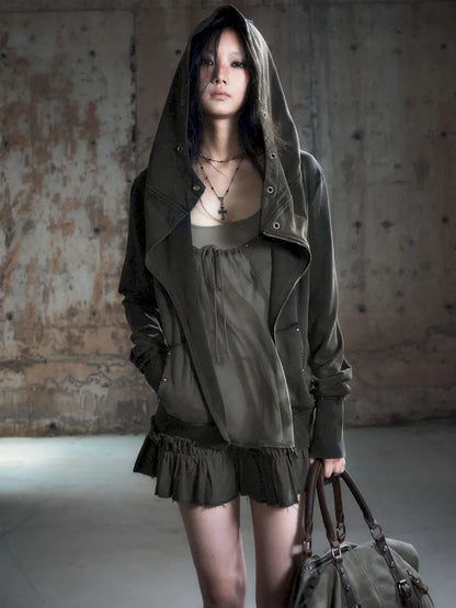 Oversized Collar Long-Sleeve Hoodie Jacket【s0000013967】