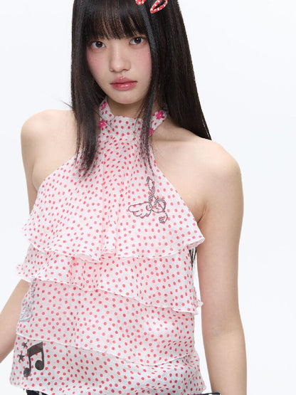 Pink Polka Dot Halterneck Sling【s0000016400】