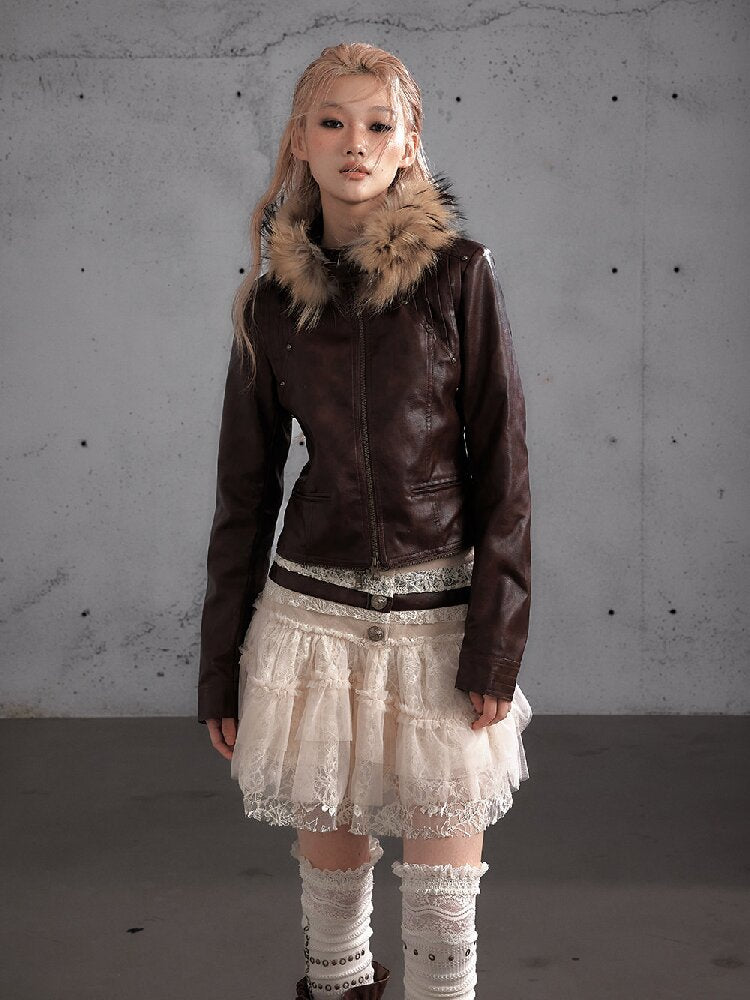Riveted PU Leather Split Jacket【s0000019156】