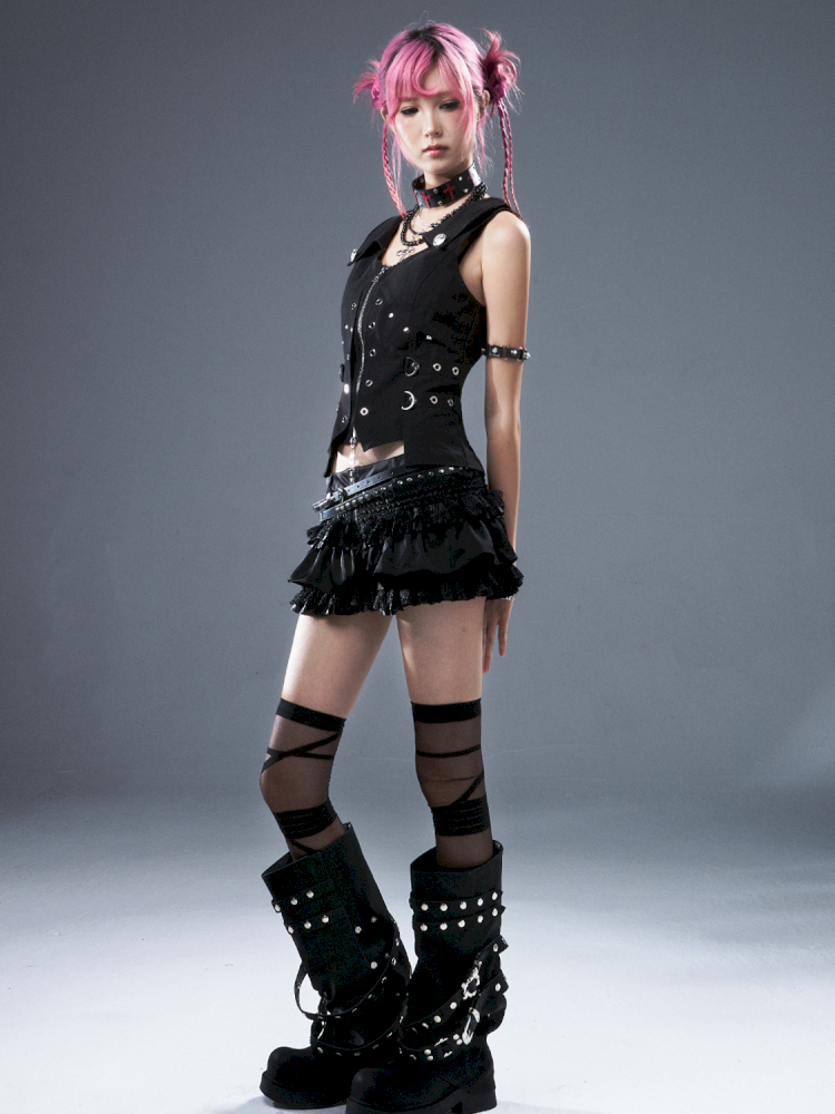 Punk Metal Slim-Fit Waist-Defining Vest【s0000012939】